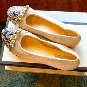 Gorgeous AGL loafers in tan with embellished toe.